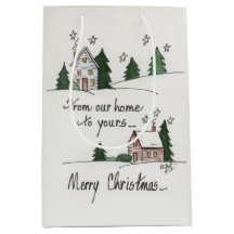 "From Our Home"グリーティングヴィンテージホーム水彩