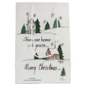 "From Our Home"グリーティングヴィンテージホーム水彩 ミディアムペーパーバッグ (裏面)