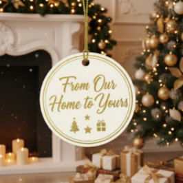 From Our Home to Yours" Festive Gold Gift Tag Desi ラウンドシール
