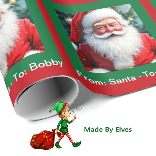 From Santa Add Child's Name a Personal Christmas ラッピングペーパー