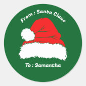 From Santa Claus Green Christmas Gift ラウンドシール (正面)