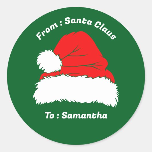 From Santa Claus Green Christmas Gift ラウンドシール (正面)