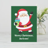 From Santa Green Personalized Kids Christmas カード (スタンド正面)