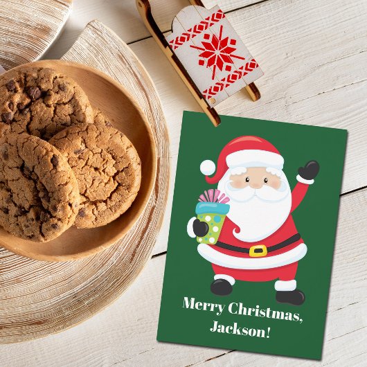 From Santa Green Personalized Kids Christmas カード
