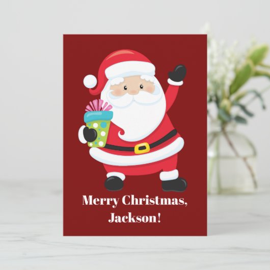 From Santa Red Personalized Kids Christmas カード (スタンド正面)