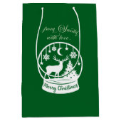 From Santa With Love Snow Globe Deer ミディアムペーパーバッグ (正面)