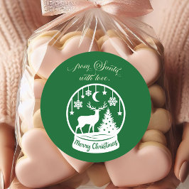 From Santa With Love Snow Globe Deer ラウンドシール