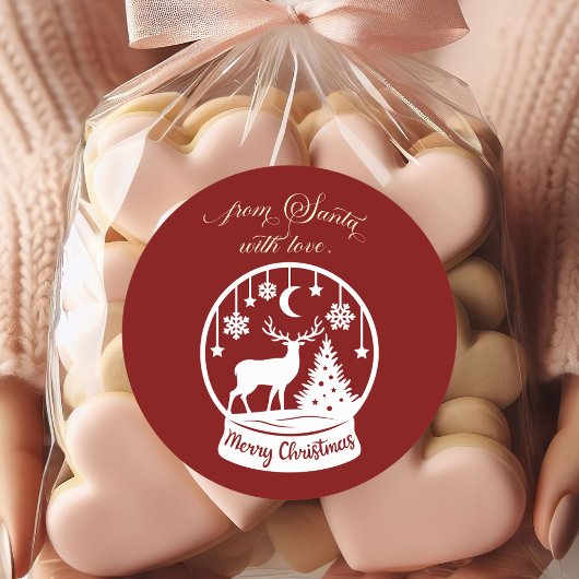 From Santa With Love Snow Globe Deer ラウンドシール