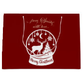 From Santa With Love Snow Globe Deer ラージペーパーバッグ (正面)