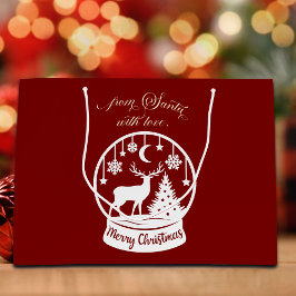 From Santa With Love Snow Globe Deer ラージペーパーバッグ
