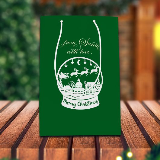 From Santa With Love Snow Globe Santa ミディアムペーパーバッグ