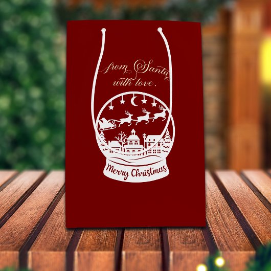 From Santa With Love Snow Globe Santa ミディアムペーパーバッグ
