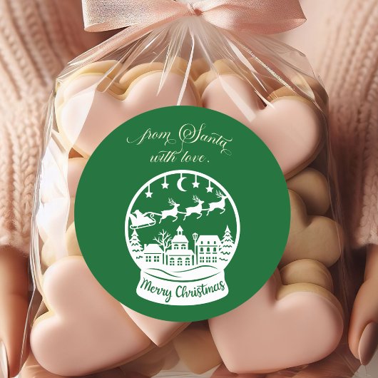 From Santa With Love Snow Globe Santa ラウンドシール
