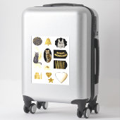 From the Cat ファンシー金ゴールドグリッタールック誕生日 シール (スーツケース)