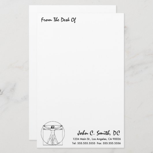 『From The Desk Of』カイロプラクティック文房具 便箋 (正面/裏面)