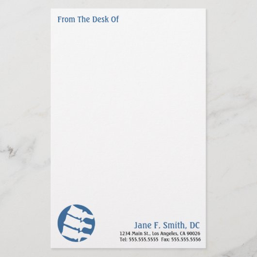 『From The Desk Of』カイロプラクティック文房具 便箋 (正面)