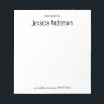 From the Desk of Black and Whiteあなたの名前 ノートパッド<br><div class="desc">このメモ帳の型枠の一番上の行の表示文字。2行目の文字は、受信者の名前よりも大きい。下部には小さな黒い文字が連絡あり、電子メールアドレスや電話番号などの情報を表示できる。</div>