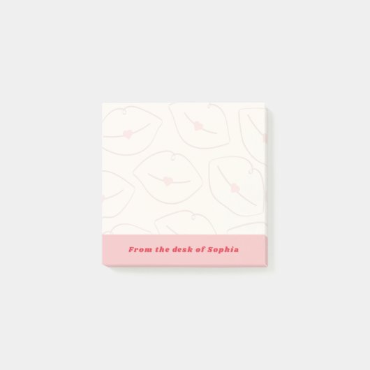 From The Desk Of Custom Name Lips Pattern Pink ポストイット (正面)
