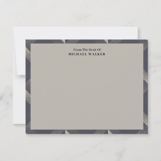 From The Desk Of Geometric Black Gray Pattern Flat ノートカード (正面)