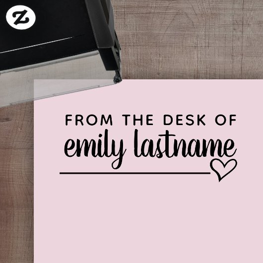 From the Desk of Name - Script Whimsical Heart セルフインキングスタンプ