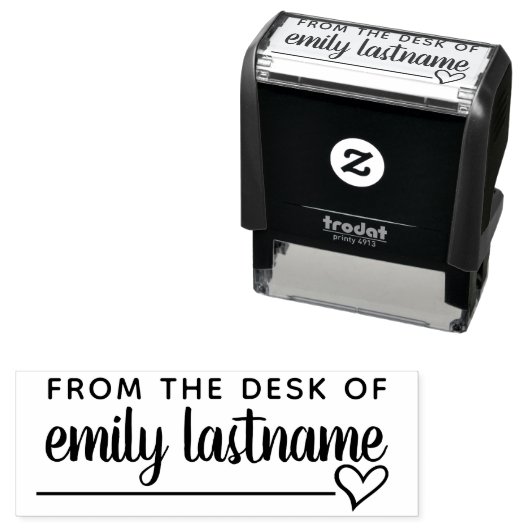 From the Desk of Name - Script Whimsical Heart セルフインキングスタンプ (インサイチュ)
