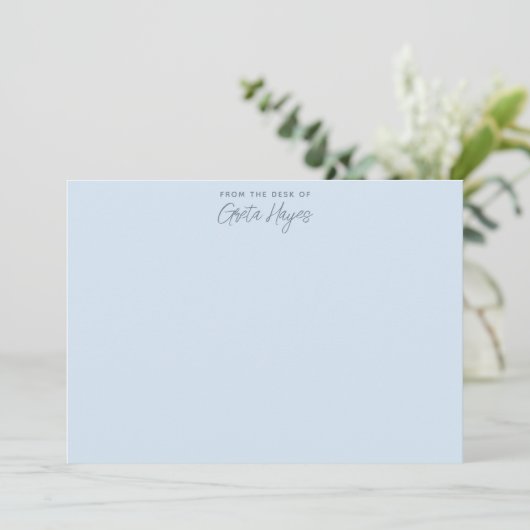 From The Desk Of Personalized Name Blue Stationery ノートカード (スタンド正面)