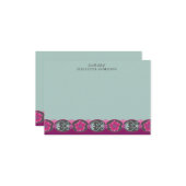 From the Desk of Pretty Teal Floral ノートカード (正面/裏面インサイチュ)