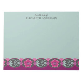 From the Desk of Pretty Teal Floral ノートパッド