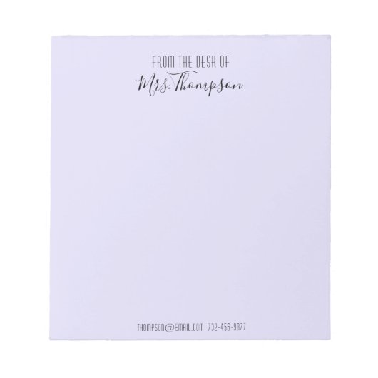From The Desk Of Purple Modern Name Script ノートパッド (正面)