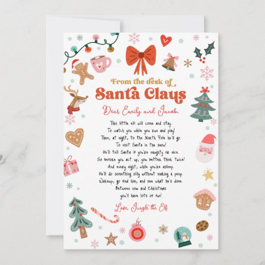 From the Desk of Santa Christmas Elf Letter 招待状 (正面)