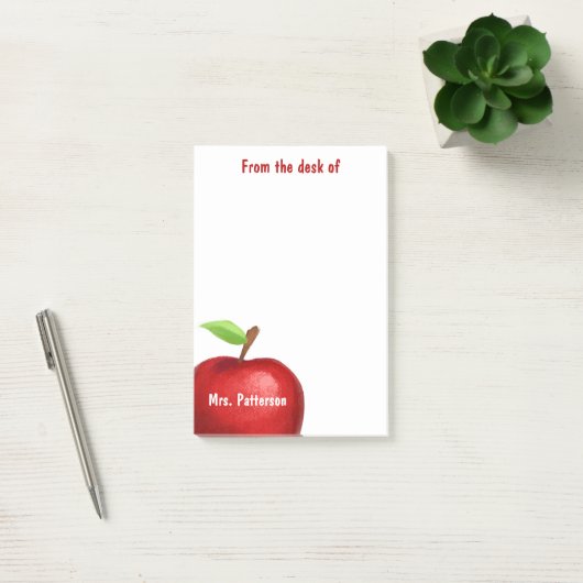 From the Desk of Teacher Red Apple Personalized  ポストイット (オフィス)