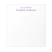 From the desk of White and Purple Name Template ノートパッド (正面)