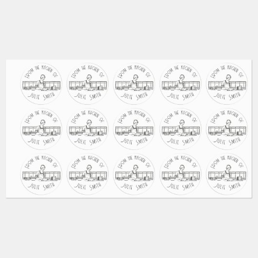 「From The Kitchen of」ヴィンテージ料理本スケッチ ラベル (シート)