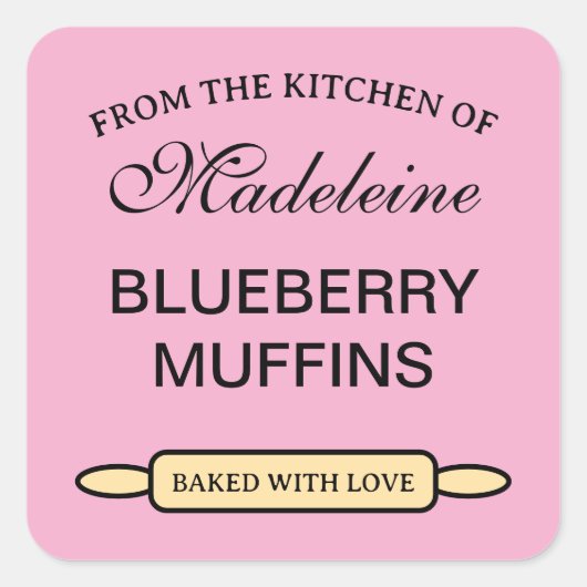 From the kitchen of blueberry muffin baking スクエアシール (正面)