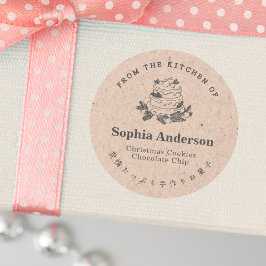 From the Kitchen of Christmas Cake Kraft Rustic ラウンドシール