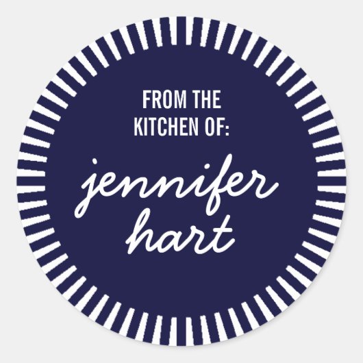 "From the Kitchen of" Name Label, Navy Blue ラウンドシール (正面)