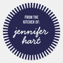 "From the Kitchen of" Name Label, Navy Blue ラウンドシール