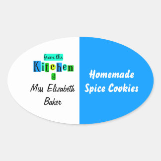 From the Kitchen of Retro Blue Green Canning 楕円形シール