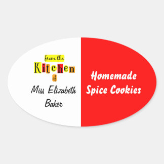 From the Kitchen of Retro Red Yellow Canning 楕円形シール