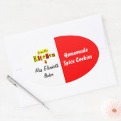 From the Kitchen of Retro Red Yellow Canning 楕円形シール (封筒)