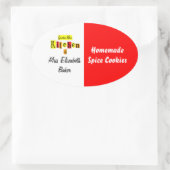 From the Kitchen of Retro Red Yellow Canning 楕円形シール (バッグ)