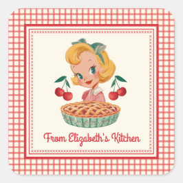 From the kitchen Of Vintage Gingham Red Cherry  スクエアシール