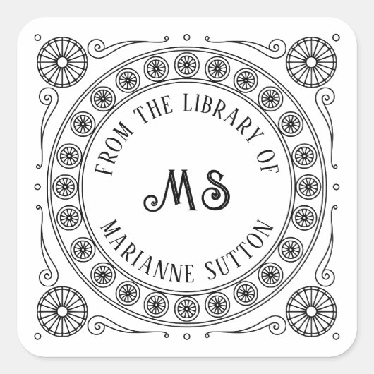 'From the Library of'ヴィンテージスタイルMonogram Book スクエアシール (正面)