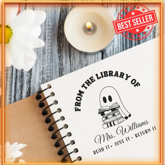 From The Library Of | かわいいお化けの先生の本 セルフインキングスタンプ