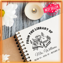 From The Library Of | かわいい植物のモダンブック セルフインキングスタンプ
