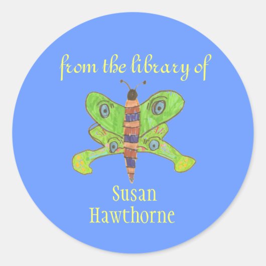 「From the library of」蝶蔵書票 ラウンドシール (正面)