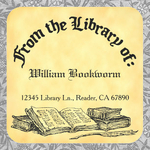 From the Library of Books Quill蔵書票 スクエアシール