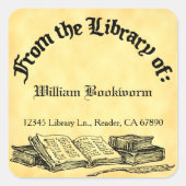 From the Library of Books Quill蔵書票 スクエアシール (正面)