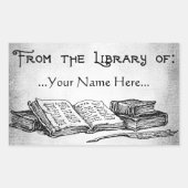 From the Library of Books Quill蔵書票 長方形シール (正面)