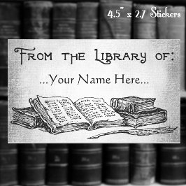 From the Library of Books Quill蔵書票 長方形シール